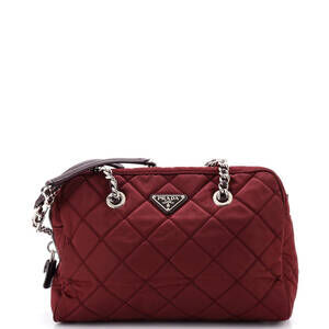 Prada Medium Chain Shoulder Bag Quilted Tessuto